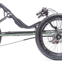 TerraTrike All Terrain recumbent trike with comfortable seat, wider wheels, and hill climbing drivetrain