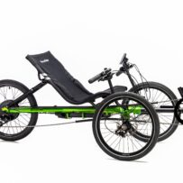 TerraTrike Charge recumbent trike designed for easy mounting, stable handling, and comfortable electric‑assist riding