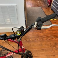 Vintage Univega Rover Sport bicycle handlebars with original shifters and brake levers.