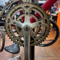 View of vintage Univega Rover Sport bicycle showing the original triple crankset.