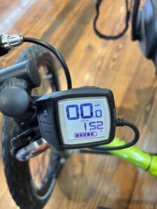 Front view of a TerraTrike E.V.O. showing Bosch purion display and odometer reading.